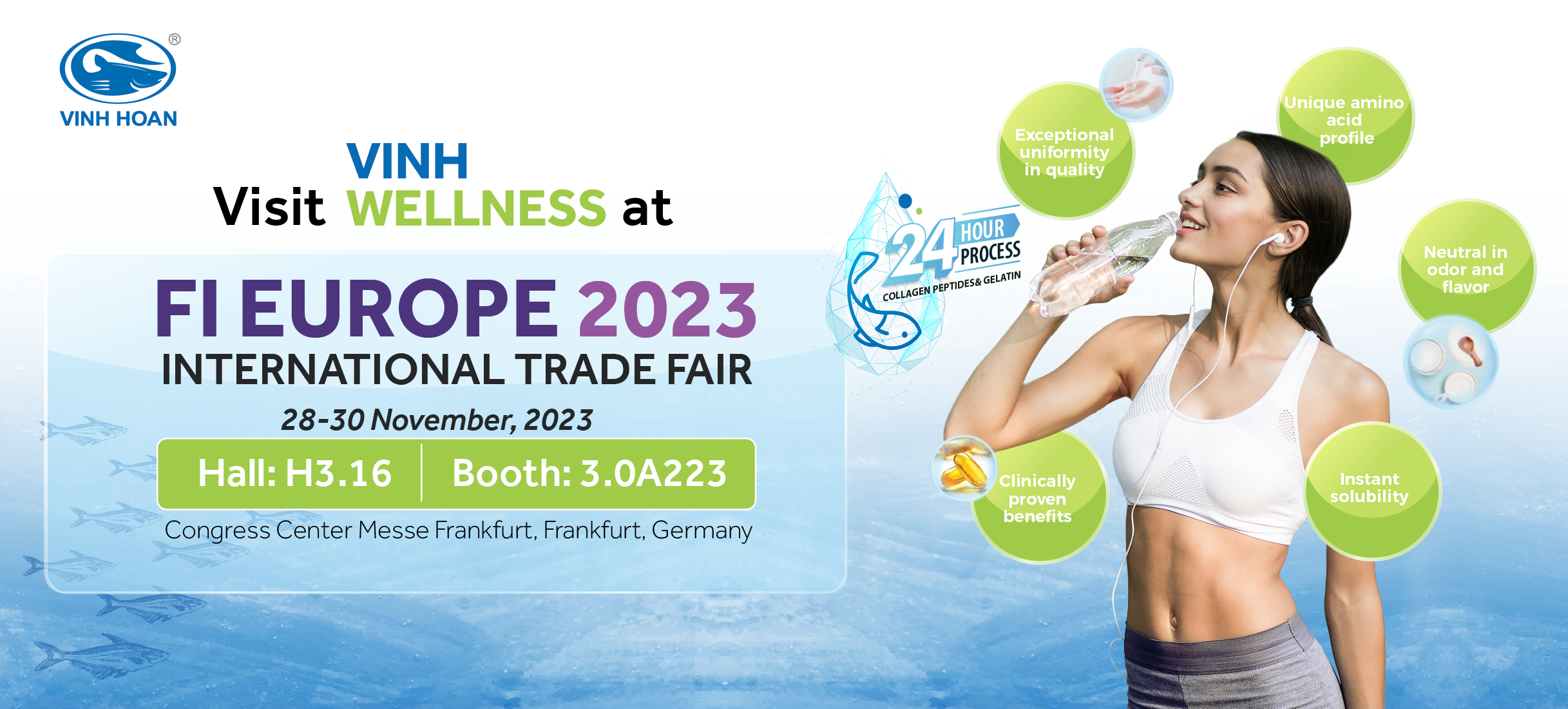 Discover Vinh Wellness at Fi Europe 2023: Unleash the power of Innovative Collagen Powder!